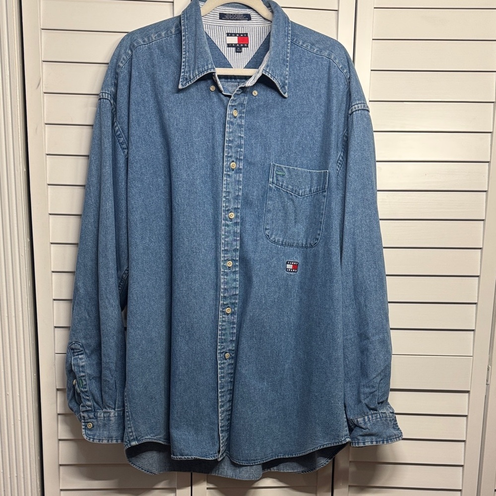 Tommy Hilfiger Men's Casual Blue Button Down Shirt